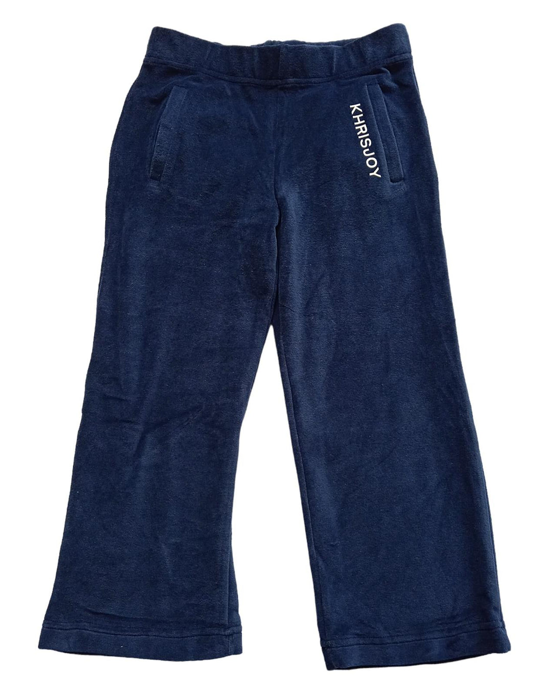 KHRISJOY KIDS Velour Logo Track Pants Cotton Blend Navy Blue 6 Years RRP115