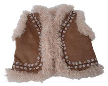 Load image into Gallery viewer, BONPOINT Jalou Vest Waistcoat Shearling Embroidered Brown 2 Years NEW RRP245
