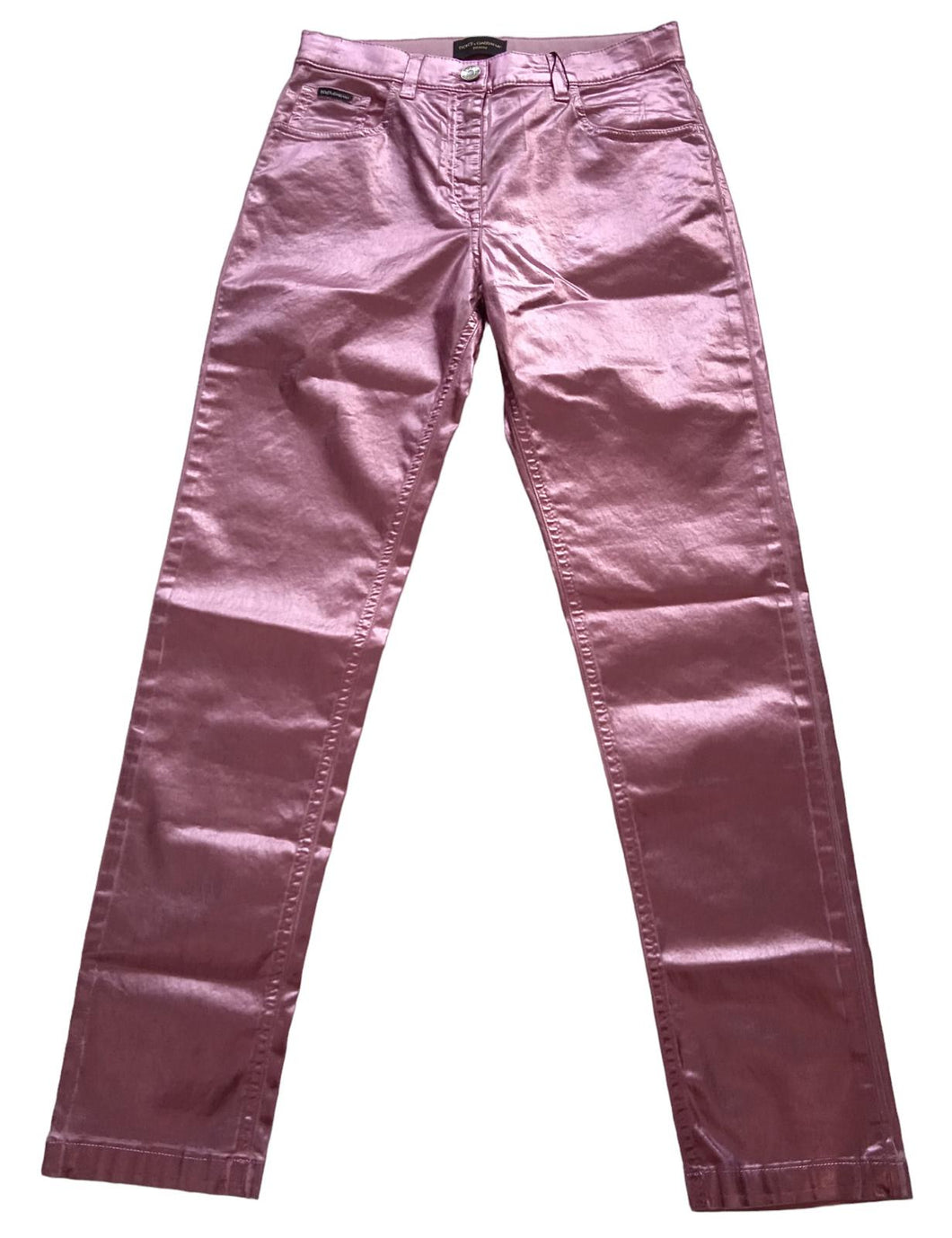 DOLCE & GABBANA KIDS Metallic Jeans Trousers Stretch Pink 11-12 Years NEW RRP355