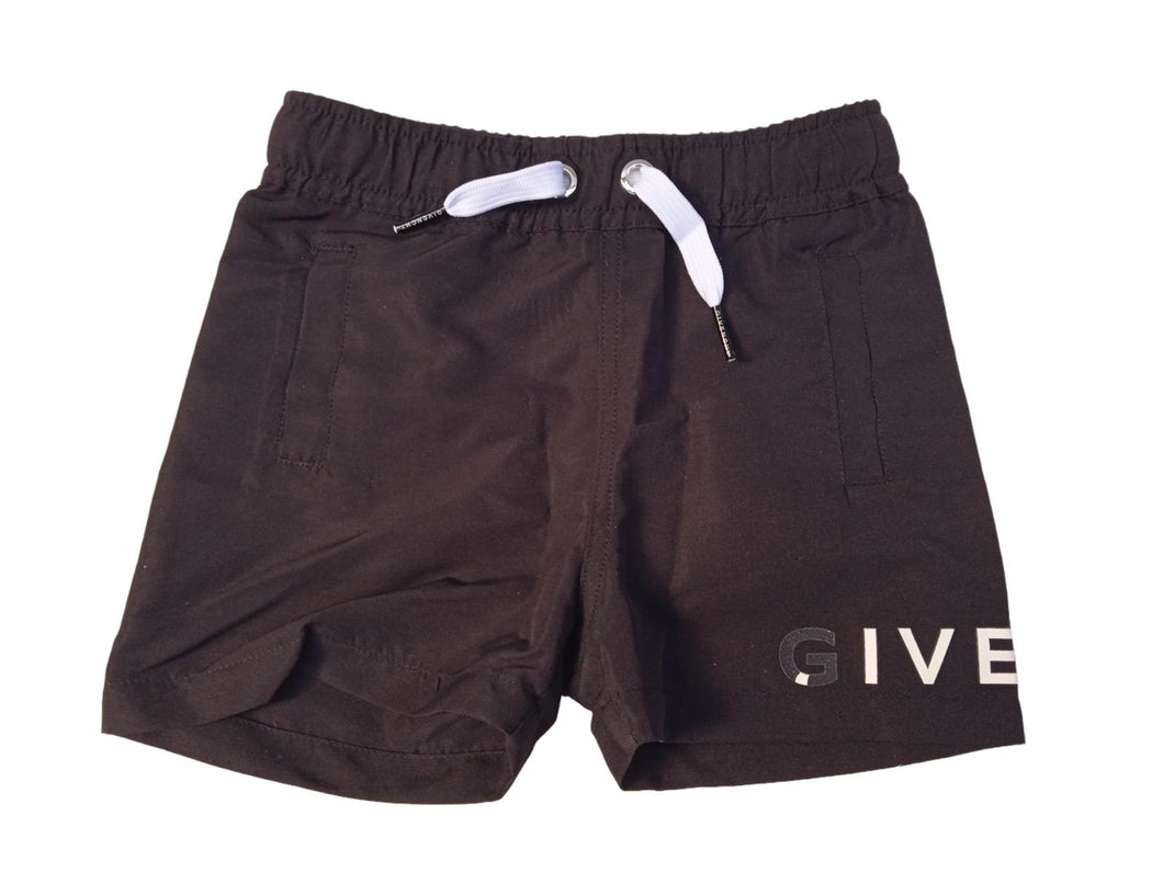 GIVENCHY Swim Shorts Boys Black Logo Print Drawstring 12 Mnths RRP115 NEW