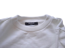 Load image into Gallery viewer, BALMAIN Girls White Cotton Long Sleeve Raised Logo Jumper Size 6 Yrs RRP165 NEW
