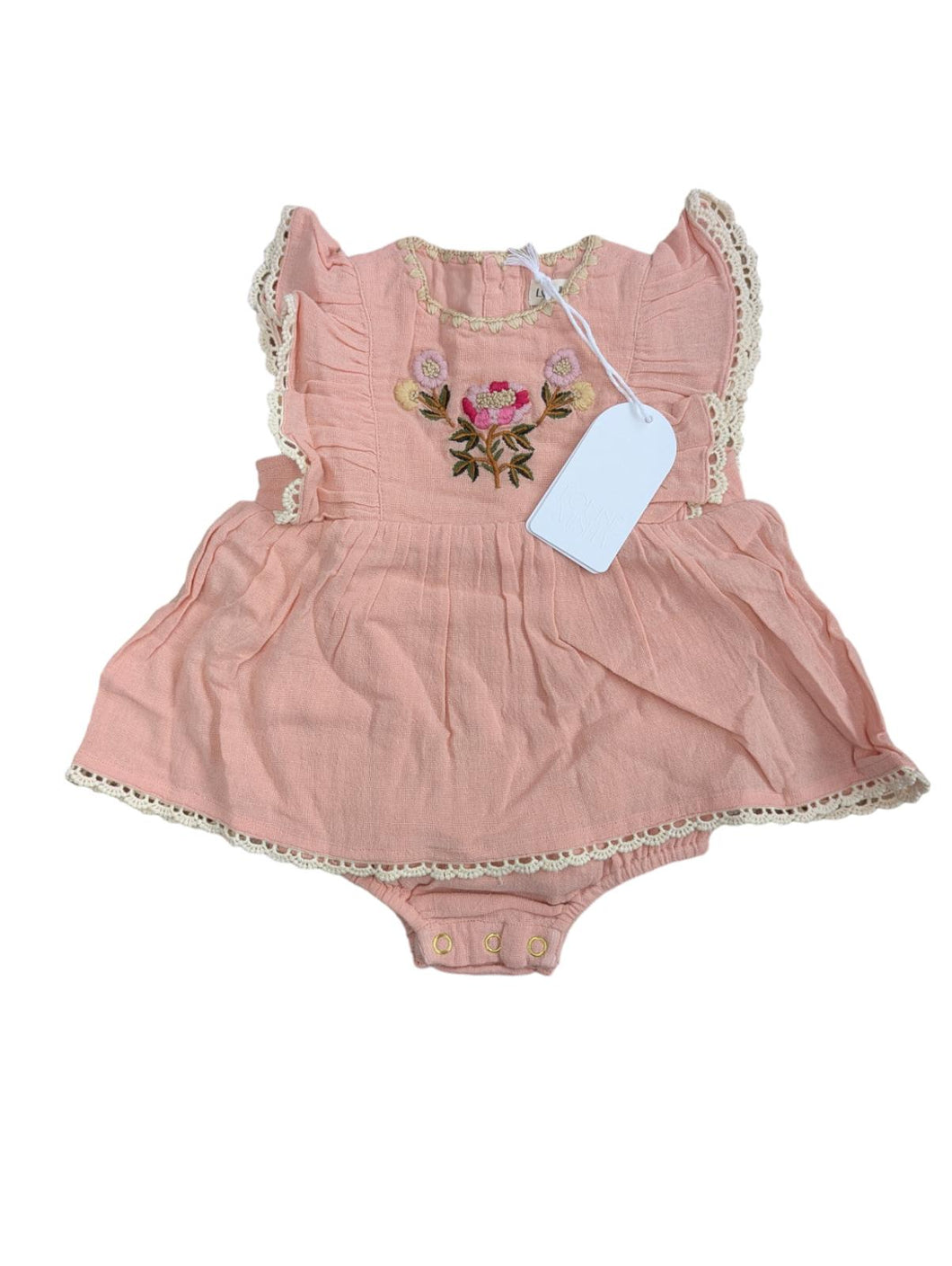 LOUISE MISHA Baby Girl Floral Embroidered Skirt Bodysuit Pink 6 Month NEW RRP 55