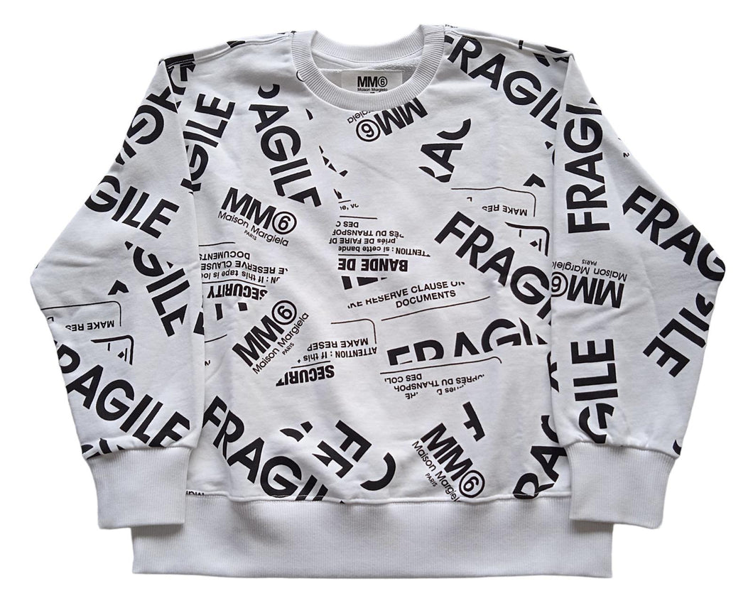 MM6 MAISON MARGIELA KIDS Fragile Logo Sweatshirt White 10 Years NEW RRP130