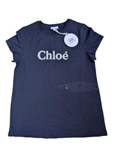 Load image into Gallery viewer, CHLOE KIDS Navy Blue Logo White Tee Tshirt Top Size 14 Years NEW RRP 80
