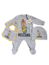 Load image into Gallery viewer, MOSCHINO KIDS Minions Grey Bodysuit Onesie Set Size 3 Months NEW RRP 165
