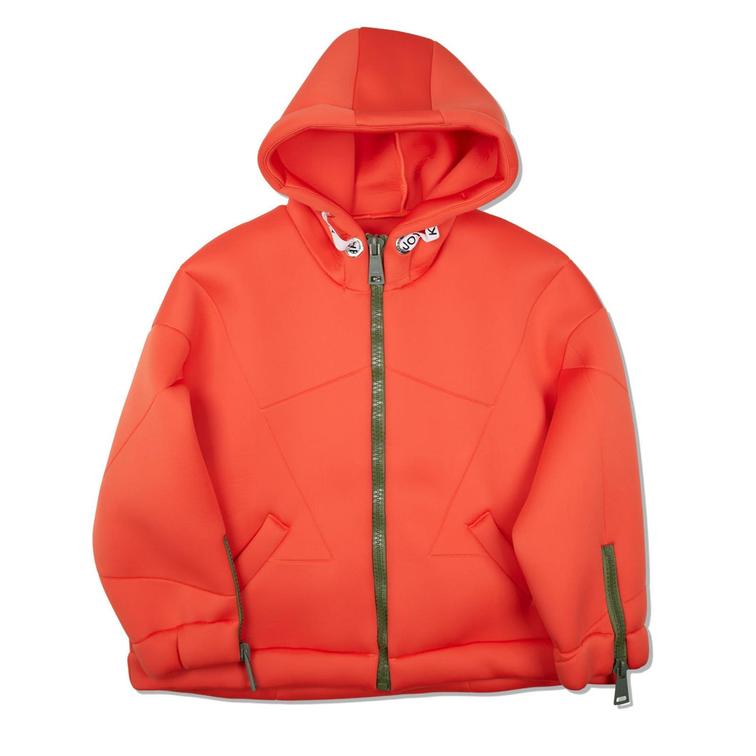 KHRISJOY KIDS Unisex Neoprene Hooded Zip Logo Jacket Orange 8 Years NEW RRP: 300