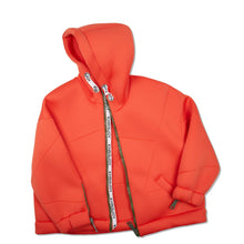 Load image into Gallery viewer, KHRISJOY KIDS Unisex Neoprene Hooded Zip Logo Jacket Orange 8 Years NEW RRP: 300

