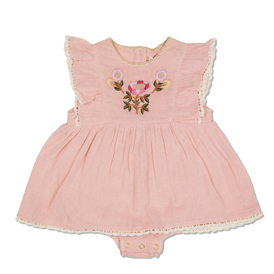 LOUISE MISHA KIDS Baby Girl Floral Embroiderd Dress Pink 12 Months NEW RRP: 55