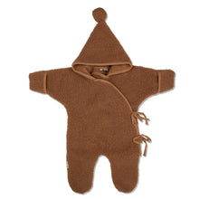 Load image into Gallery viewer, BINIBAMBA KIDS Baby Merino Wool Snugglesuit Hooded Onesie Brown 6 Mo NEW RRP85
