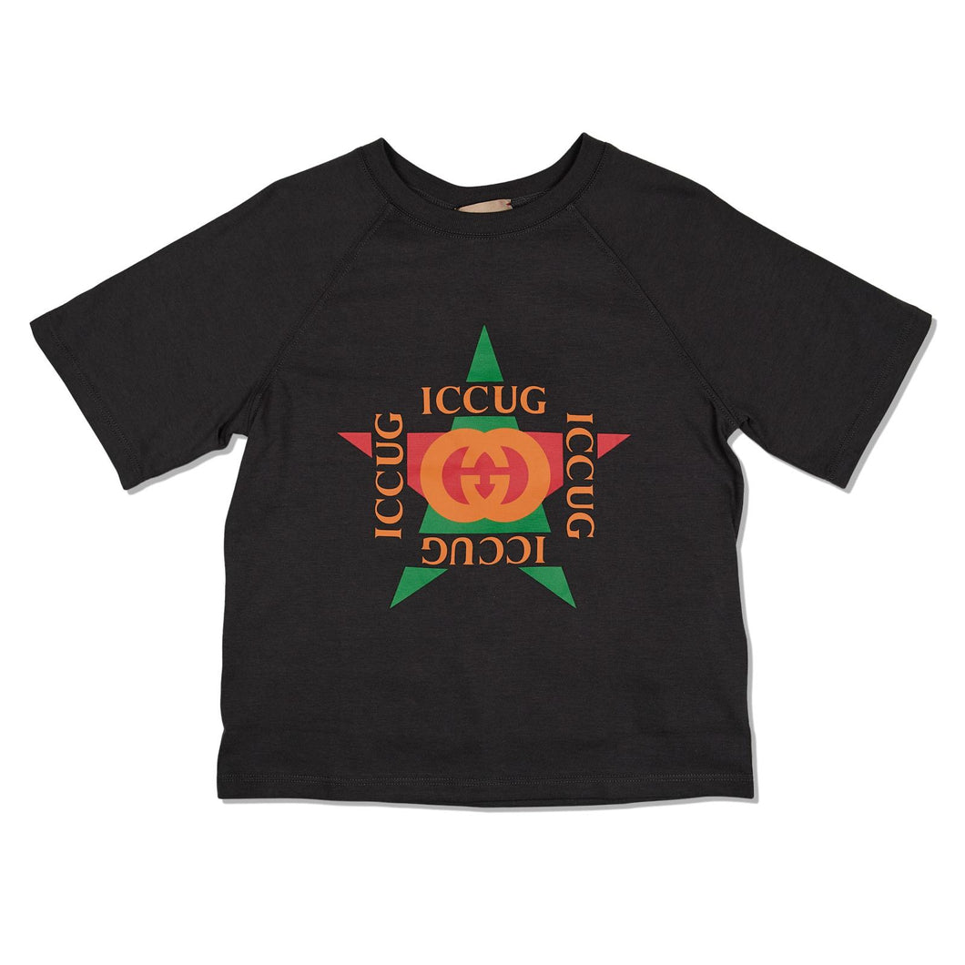 GUCCI KIDS Unisex Logo SS T-Shirt Dark Grey Cotton 4 Years NEW RRP 145