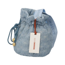 Load image into Gallery viewer, MISSONI KIDS Bag Crossbody Drawstring Pouch Denim Look Knit Blue RRP50
