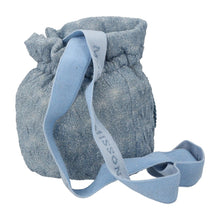 Load image into Gallery viewer, MISSONI KIDS Bag Crossbody Drawstring Pouch Denim Look Knit Blue RRP50
