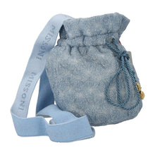 Load image into Gallery viewer, MISSONI KIDS Bag Crossbody Drawstring Pouch Denim Look Knit Blue RRP50
