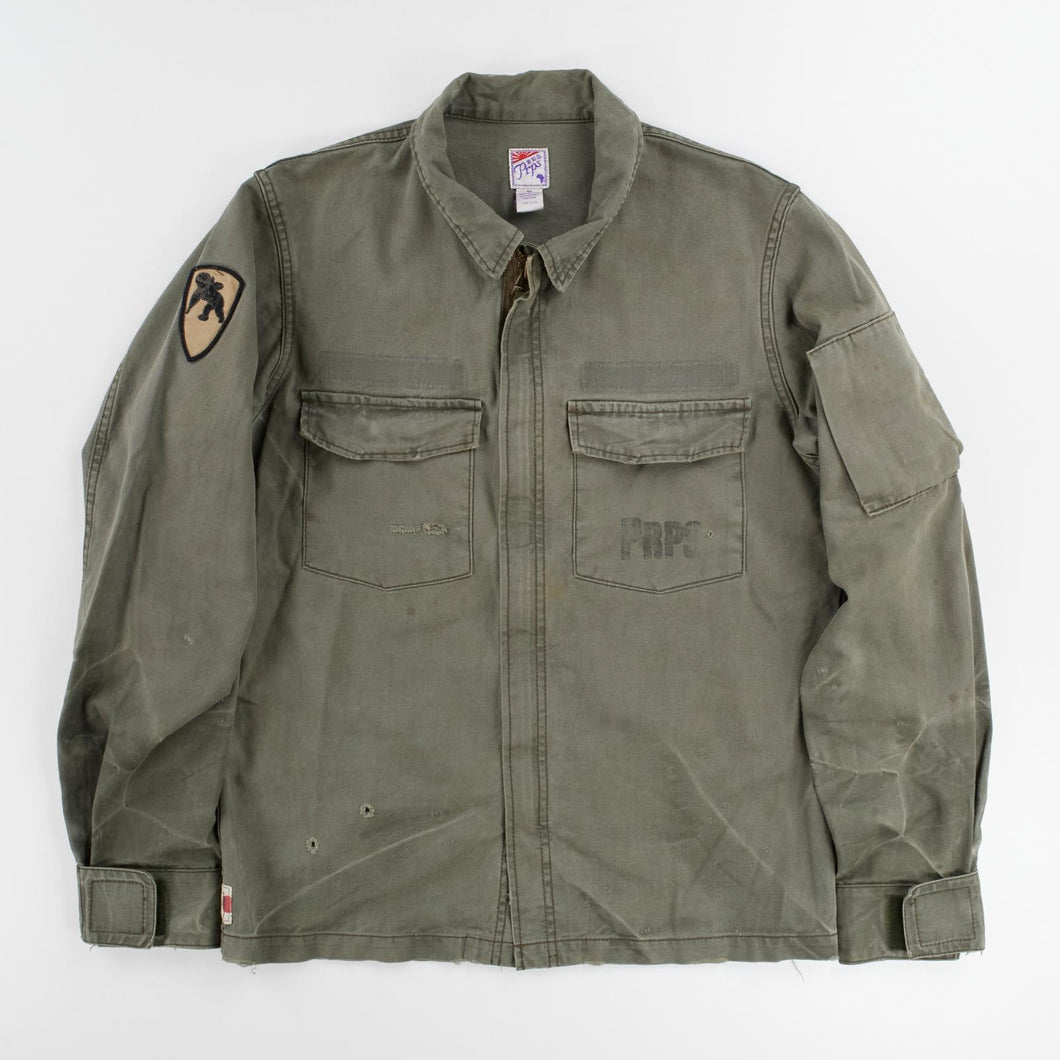 PRPS JAPAN Military Jacket High Collar Full Zip Green Cotton - Medium RRP150