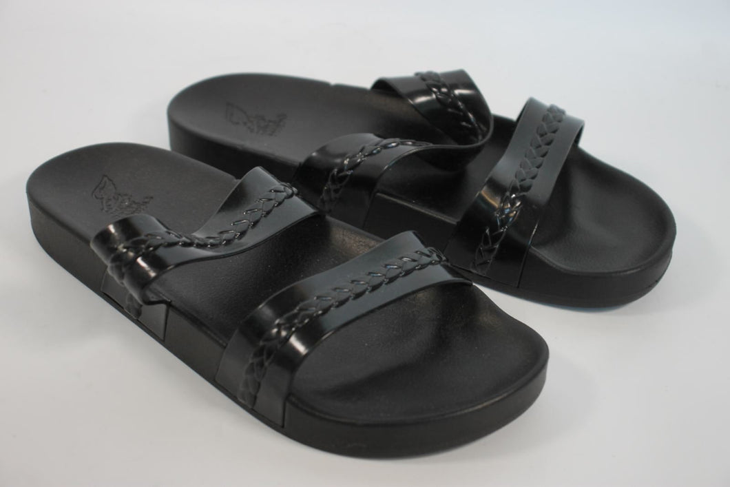 ANCIENT GREEK SANDALS Ladies Black 2-Strap Slider Brade Sandals EU40 UK7