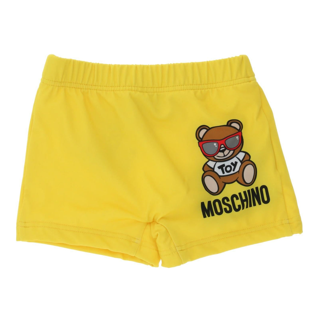 MOSCHINO KIDS Swim Shorts Trunks Bear Logo Yellow Baby Boy 6 Months RRP: 65