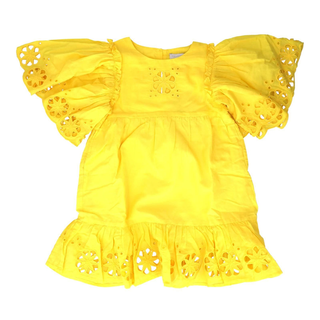 STELLA MCCARTNEY KIDS Short Dress Broderie Anglaise Short Sleeve Yellow Size 4 yrs RRP90