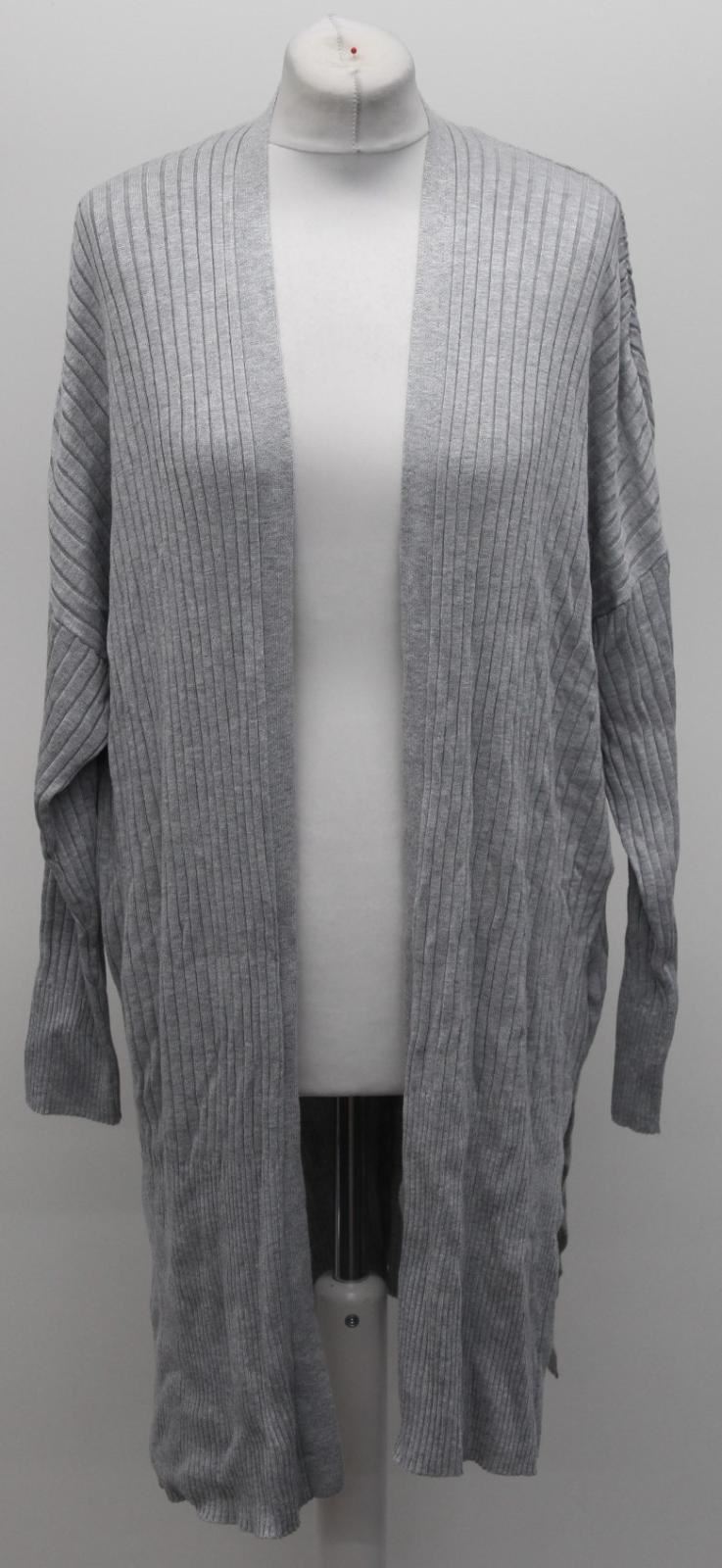 M&S Marks & Spencer Ladies Grey Ribbed Open Front Cardigan L RRP19.5 NEW