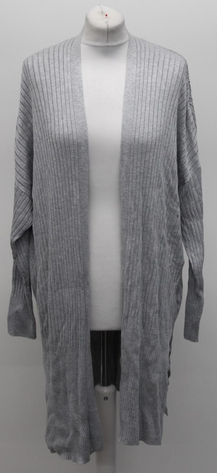 M S Marks Spencer Ladies Grey Ribbed Open Front Cardigan L RRP19.5 NEW