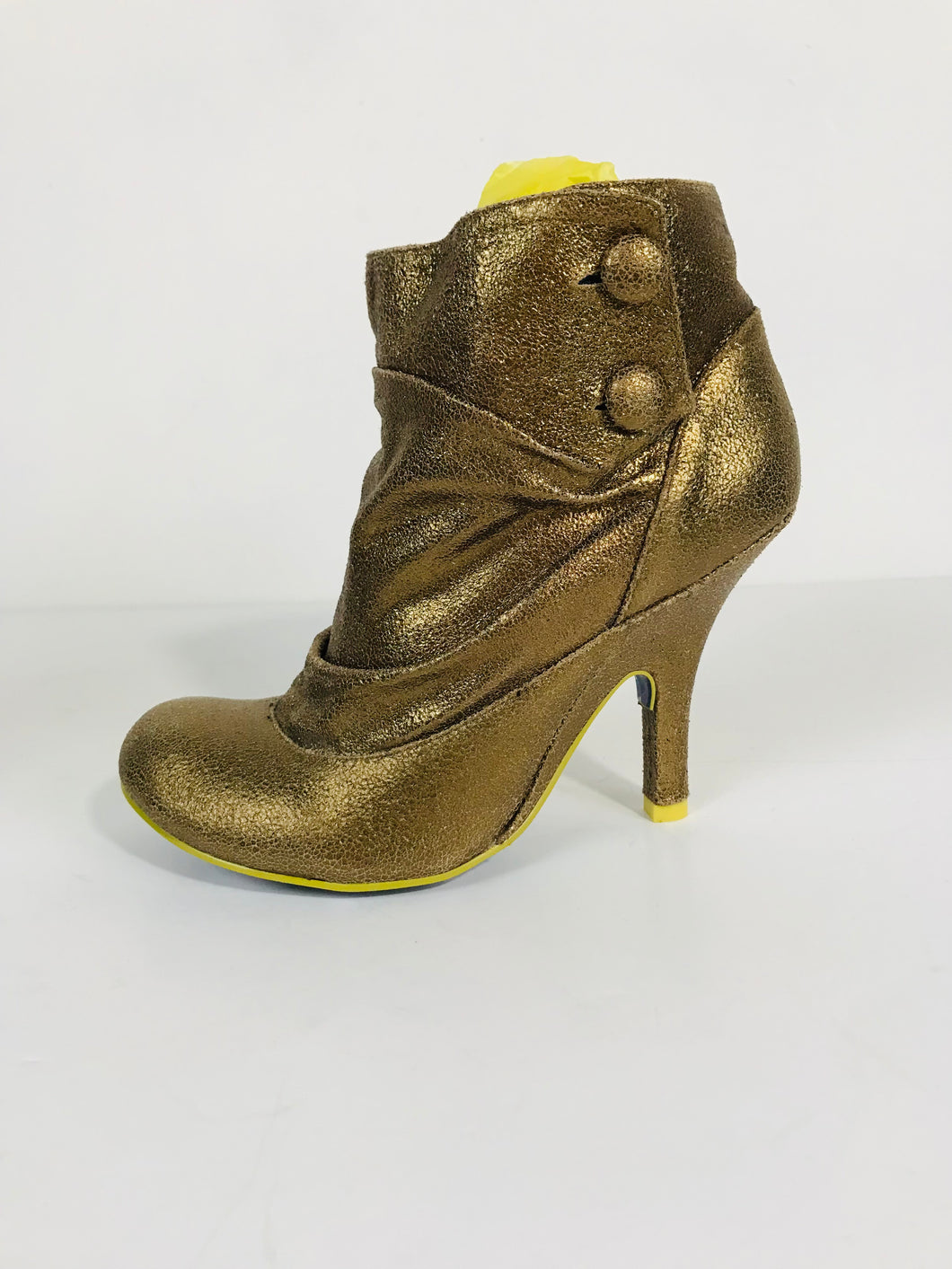 Irregular Choice Women's Leather Heeled Boots | EU39 UK6 | Gold