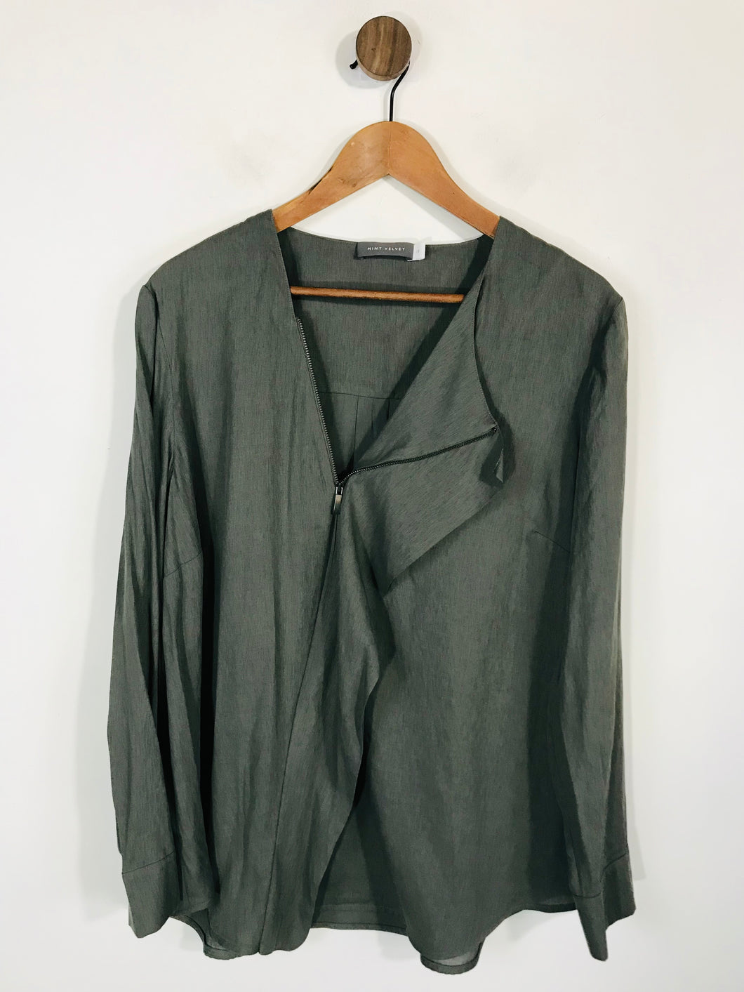 Mint Velvet Women's Long Sleeve Zip Blouse | UK18 | Grey