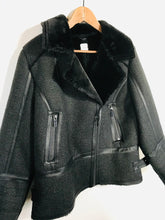 Load image into Gallery viewer, Linea Women&#39;s Faux Fur Aviator Overcoat Coat | UK18 | Black
