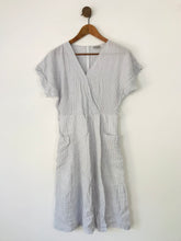 Load image into Gallery viewer, Oliver Bonas Women&#39;s Striped Wrap Midi Dress | UK10 | Blue
