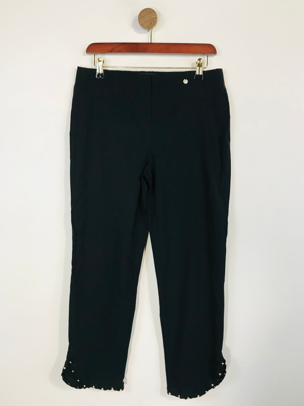 Robell Women's Crop Studded Hem Casual Trousers | UK16 | Black