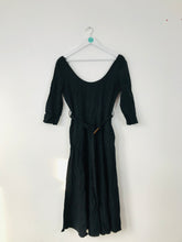 Load image into Gallery viewer, Zara Women’s Scoop Neck Flared Midi Belt Dress | L | Black
