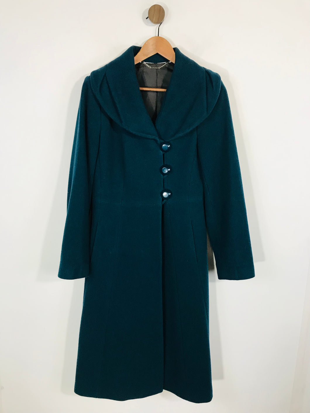 Laura Ashley Women's Wool Overcoat Coat | UK12 | Blue