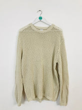 Load image into Gallery viewer, Zara Women’s Knit Crochet Oversized Longline Jumper | XL | Cream
