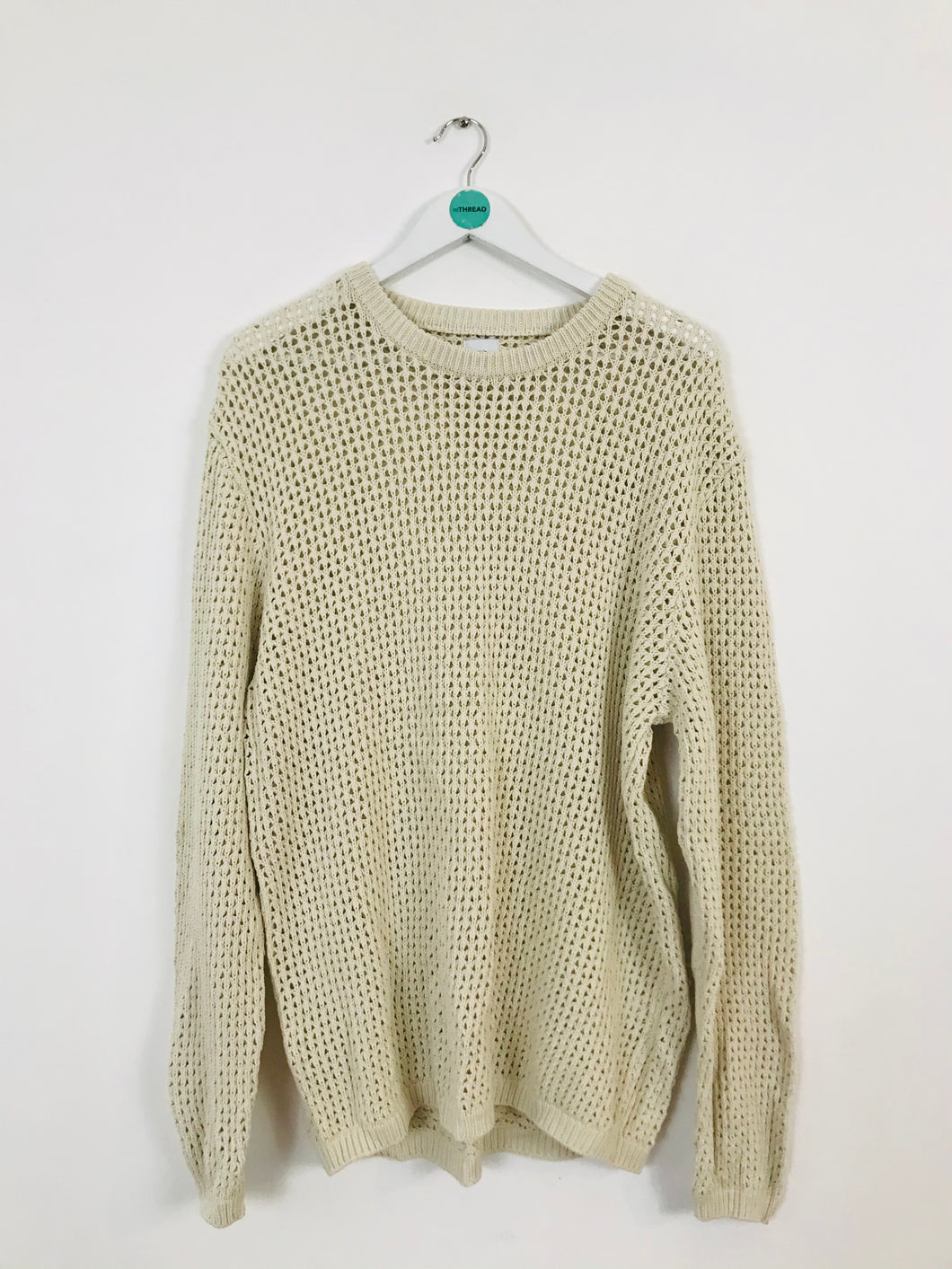 Zara Women’s Knit Crochet Oversized Longline Jumper | XL | Cream