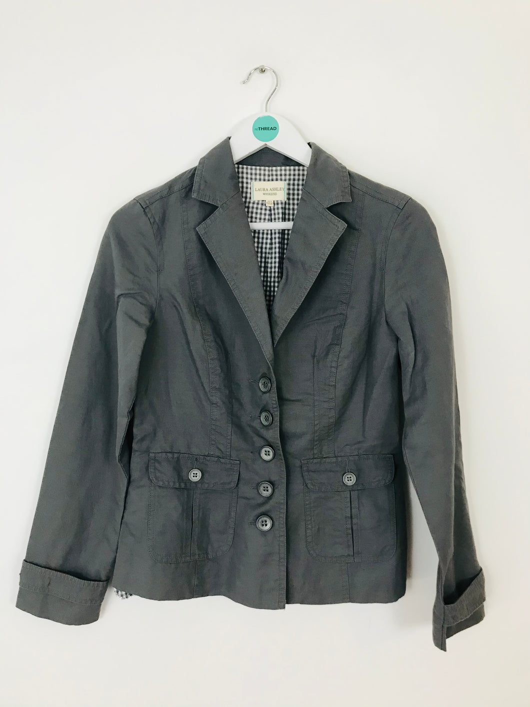 Laura Ashley Weekend Women’s Cotton Linen Blazer Jacket | UK8 | Grey