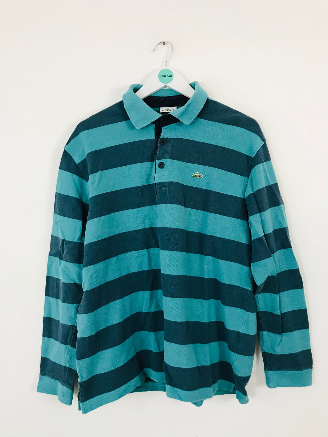 Lacoste Men’s Long Sleeve Stripe Polo Top | L | Blue