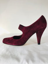 Load image into Gallery viewer, Pied A Terre Women’s Suede Strap Court Heels | 39.5 UK6.5 | Burgundy Red
