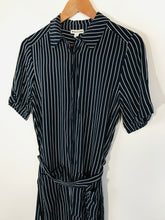 Load image into Gallery viewer, Whistles Women&#39;s Striped Midi Shirt Dress | UK10 | Blue
