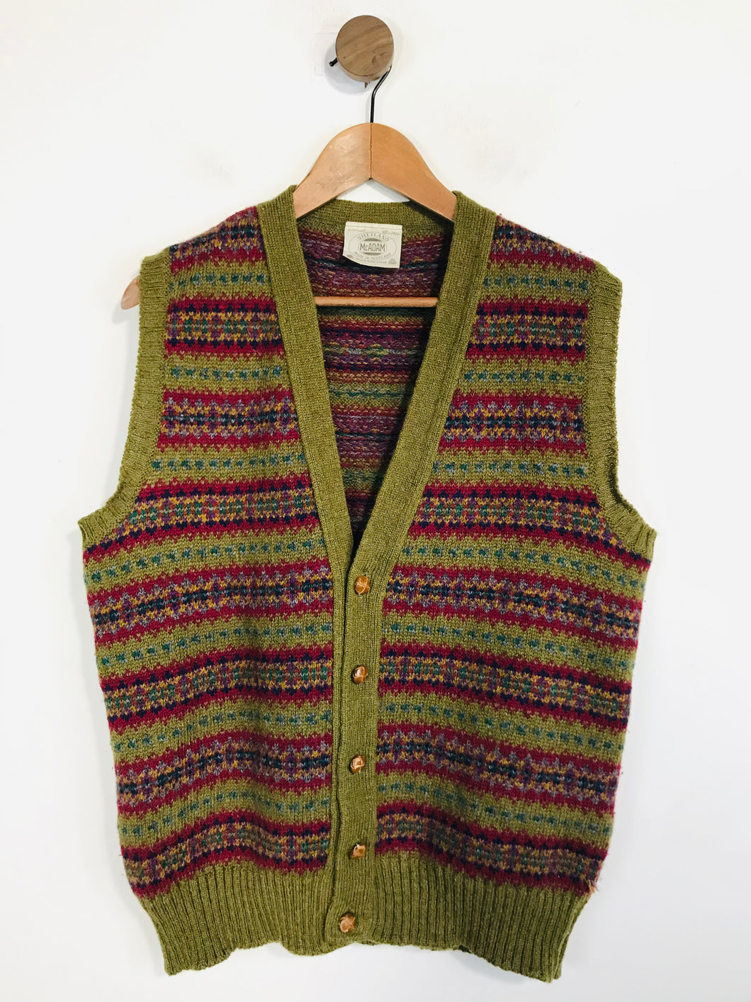Shetland McAdam Women's Wool Vintage Fair Isle Sweater Vest | XL UK16 | Multicoloured
