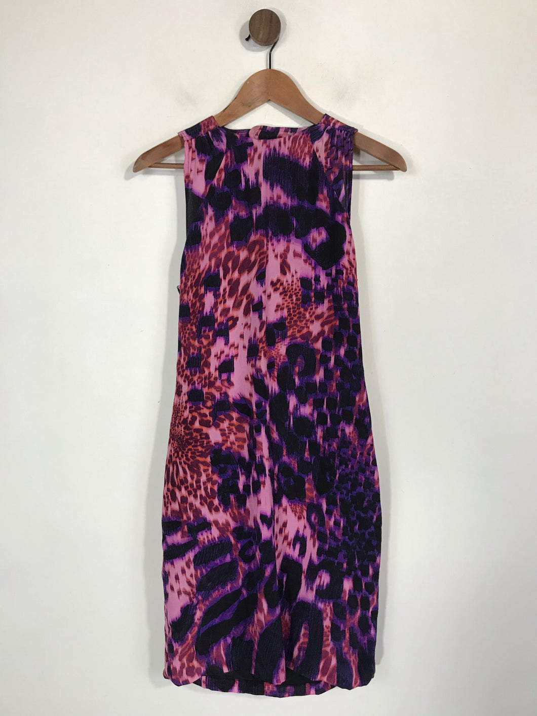 Mulberry Women's Silk Leopard Print Shift Dress | UK10 | Purple