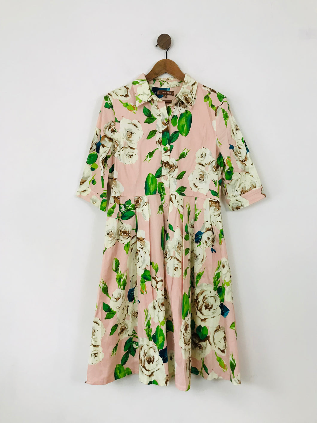 Jolie Moi Women's Floral A-Line Shirt Dress | UK16 | Pink