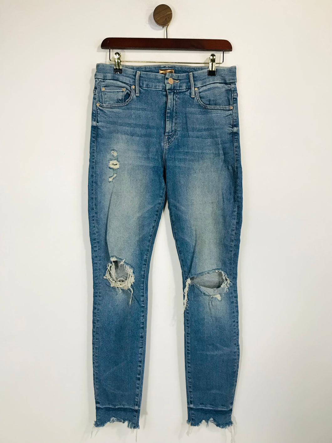 Mother Women's Distressed High Waist Skinny Jeans | W29 UK10-12 | Blue