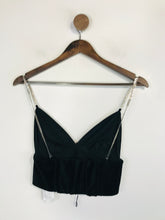 Load image into Gallery viewer, Zara Women&#39;s Velvet Crop Tank Top | XS UK6-8 | Black
