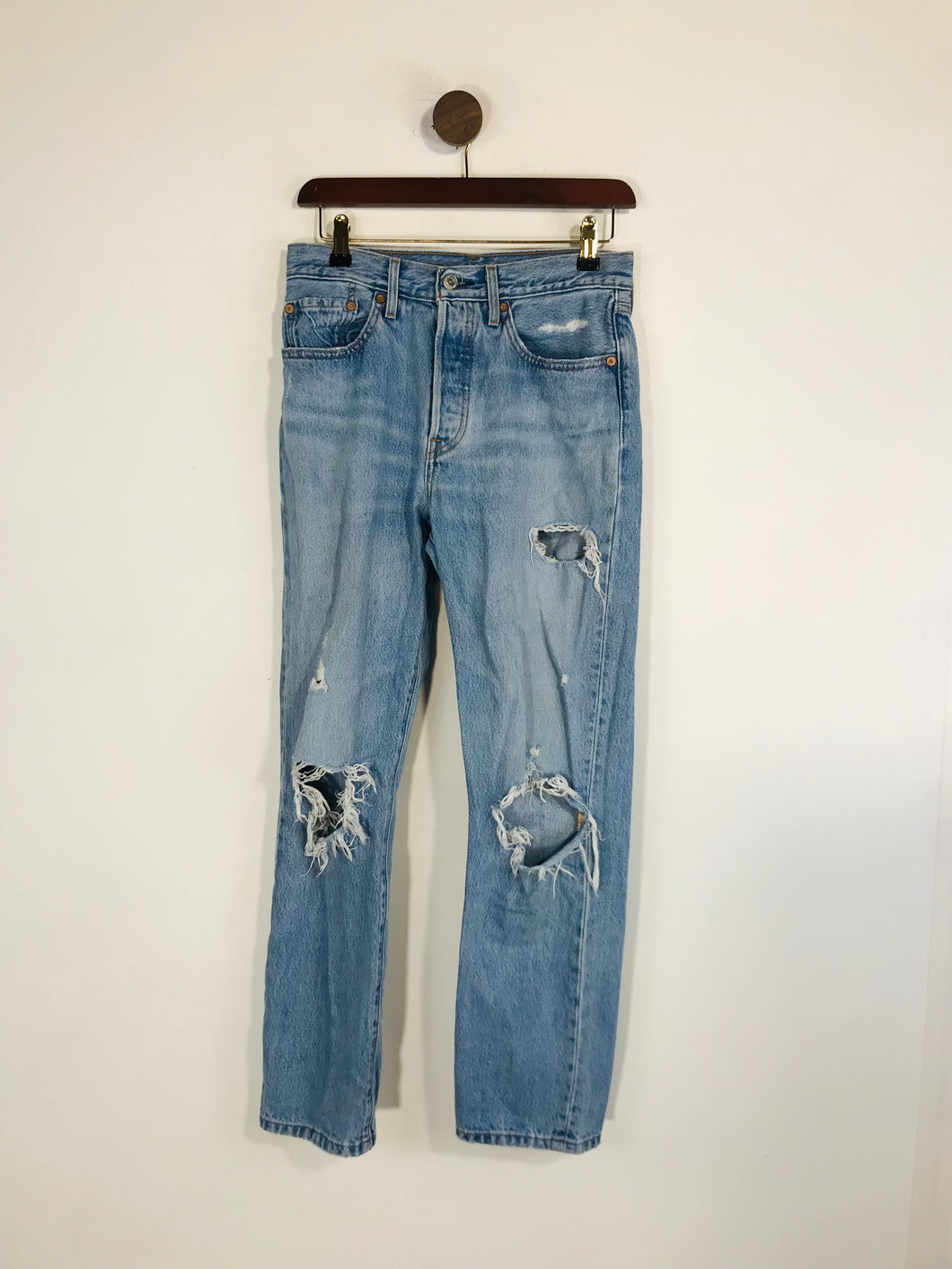 Levi’s Women's Distressed 501 Straight Jeans | W27 UK8-10 | Blue