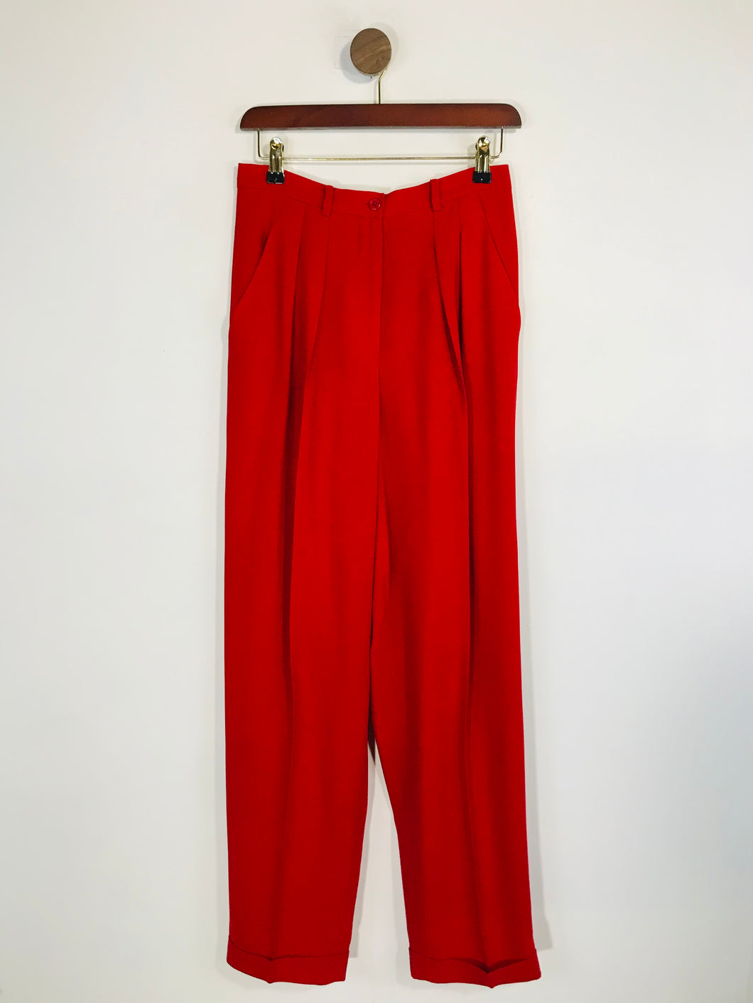 DKNY Women's Wool High Waist Smart Trousers | US8 UK12 | Red