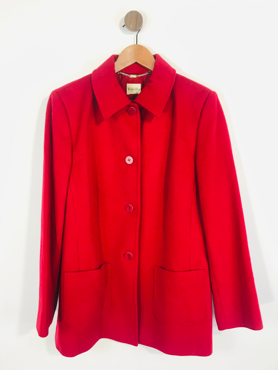 Viyella Women's Wool Overcoat Coat | UK14 | Red