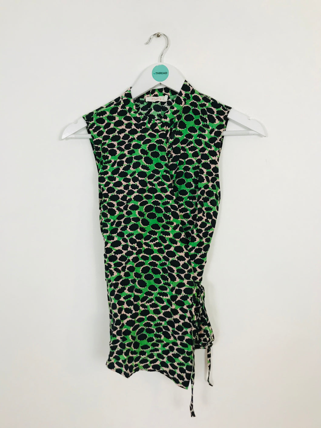 Finery Women’s Sleeveless Wrap Blouse Top | UK8 | Green