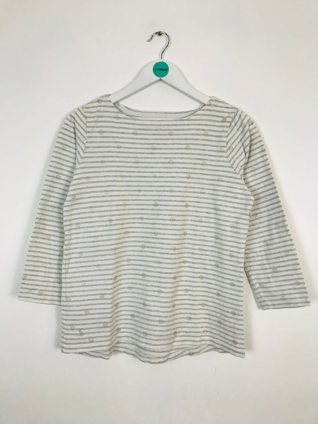 Joules Women’s Stripe Polka Dot Jersey T-shirt | UK10 | Grey