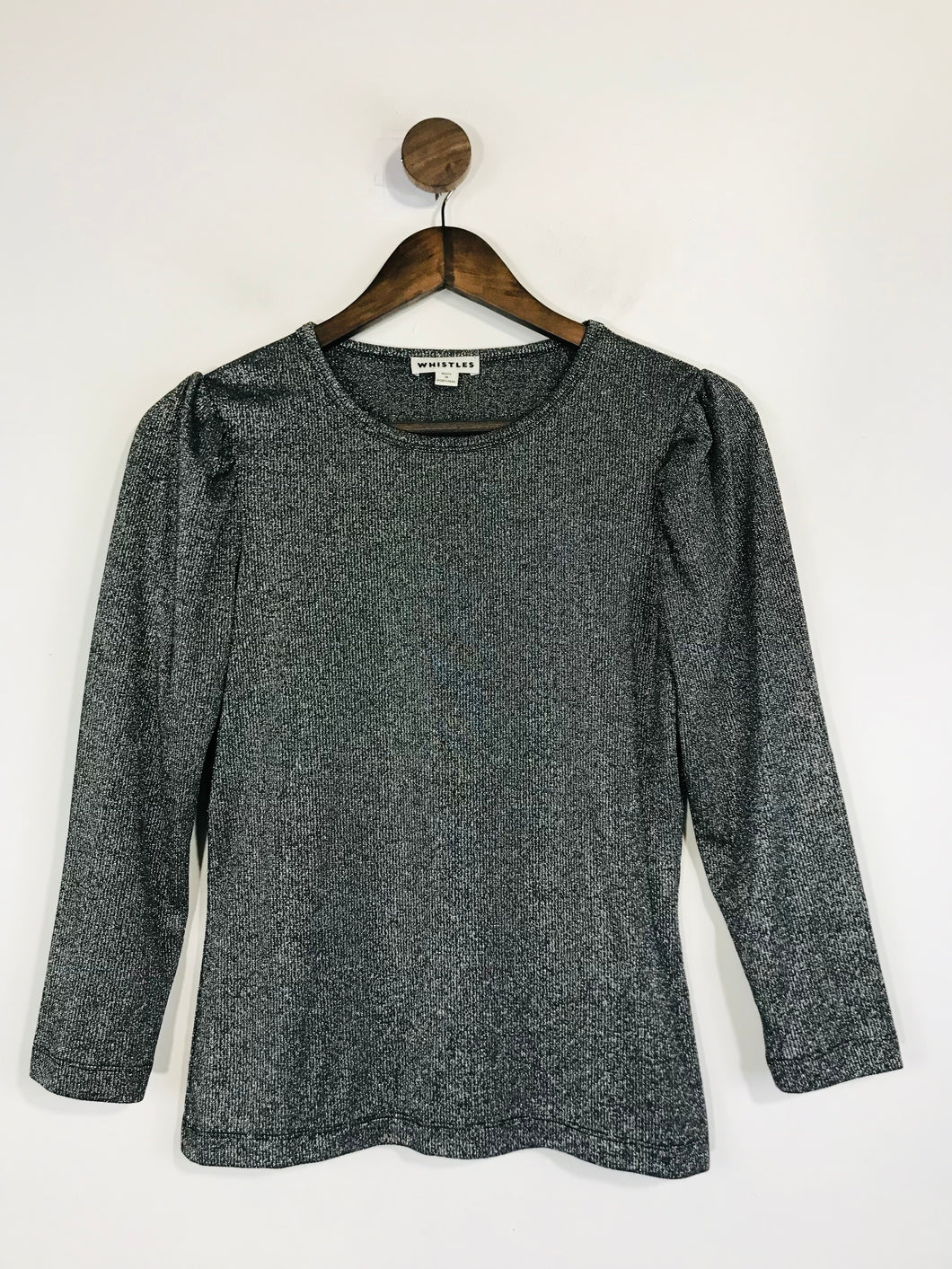 Whistles Women's Puff Sleeve Metallic T-Shirt | UK8 | Grey