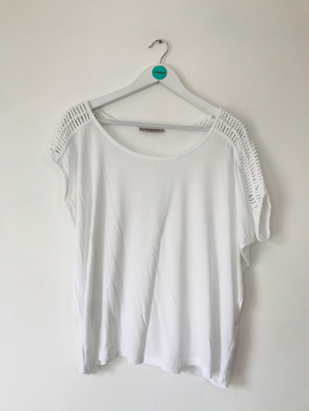 AllSaints Women’s Asymmetrical T-Shirt | M UK10 | White