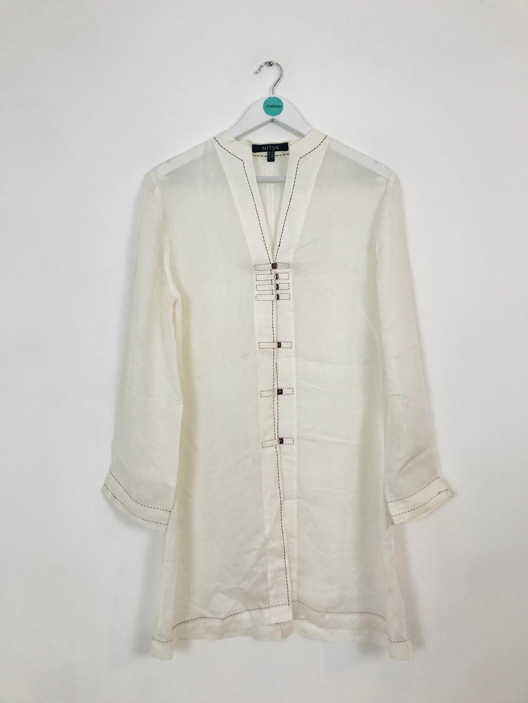 Nitya Women’s Silk Kaftan Shirt Dress | 42 UK14 | White