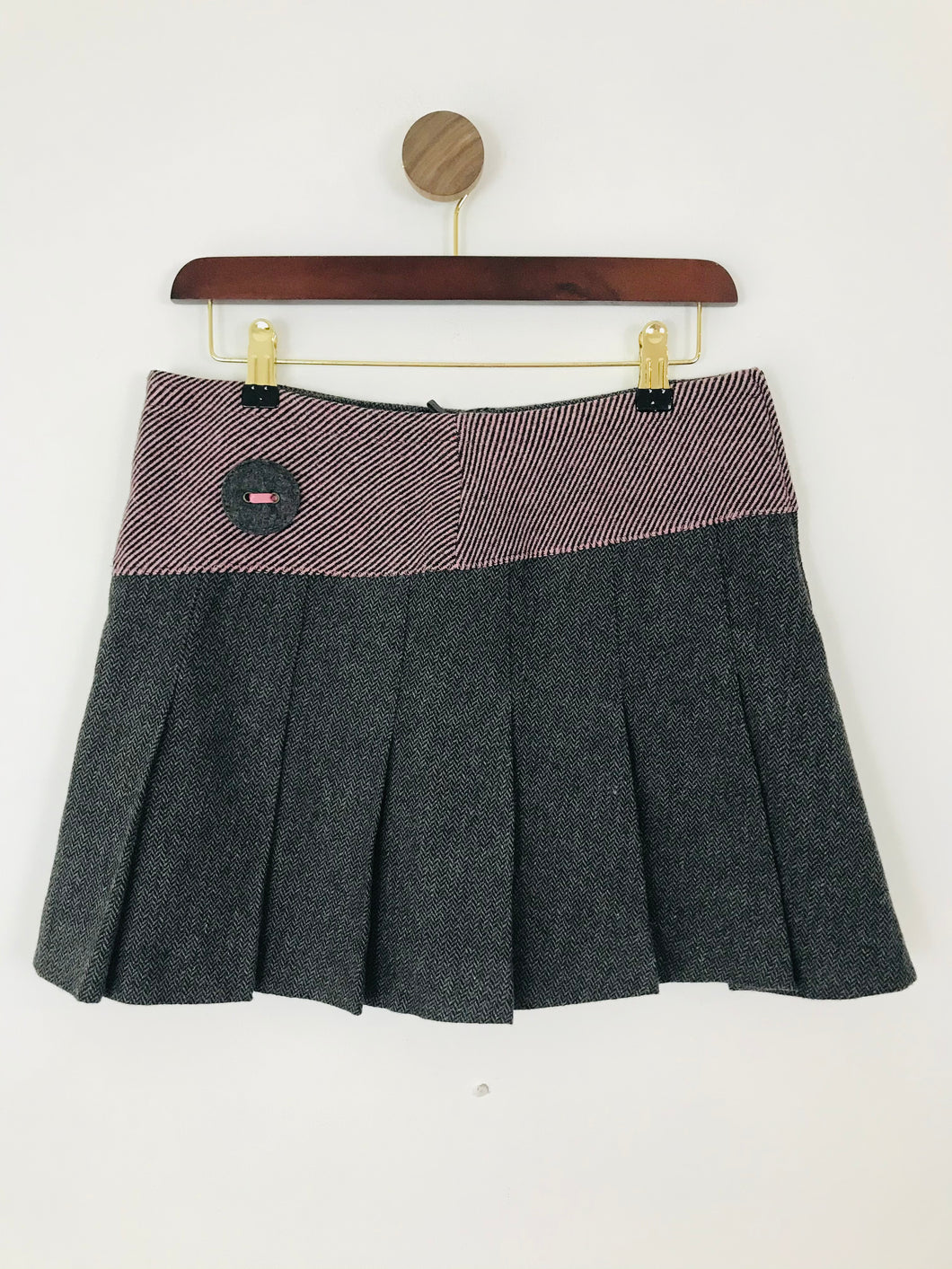 United Colors Of Benetton Women’s Wool Pleated Mini Skirt | 42 UK10 | Grey